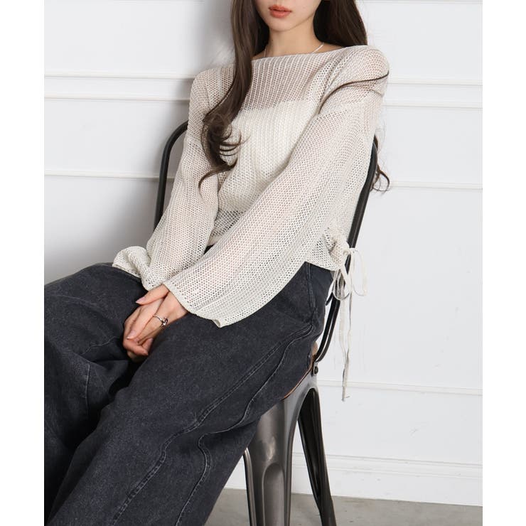 アイボリー | ラメ2WAYメッシュドロストプルオーバー | SpRay