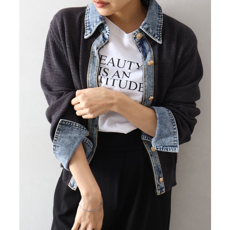 デニム切替レイヤードカーディガン | SpRay | 詳細画像19 