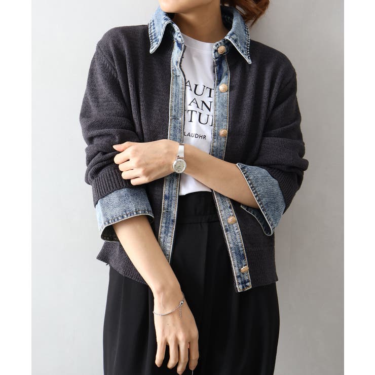 デニム切替レイヤードカーディガン | SpRay | 詳細画像21 