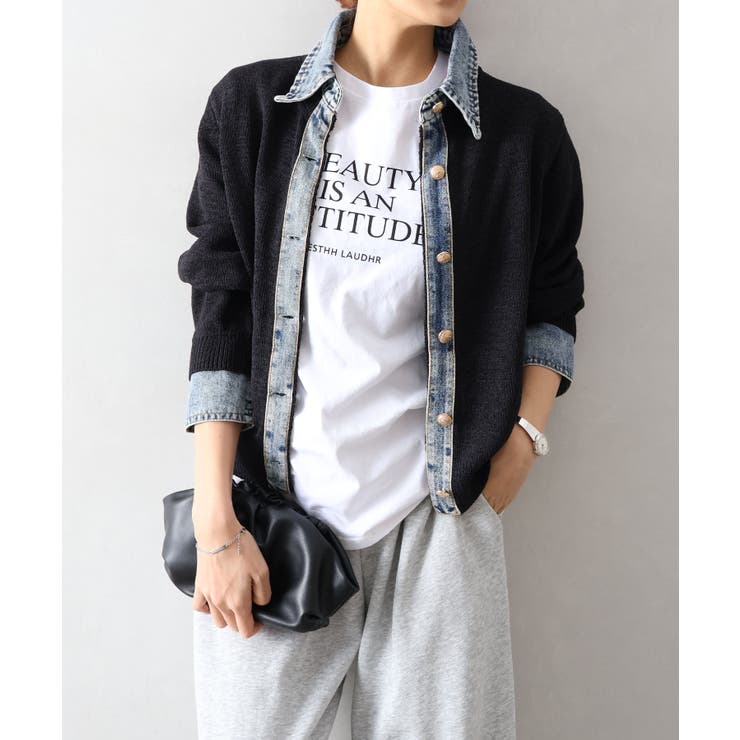 デニム切替レイヤードカーディガン | SpRay | 詳細画像26 