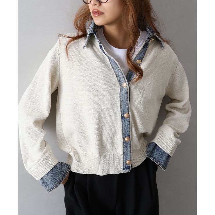 デニム切替レイヤードカーディガン | SpRay | 詳細画像28 