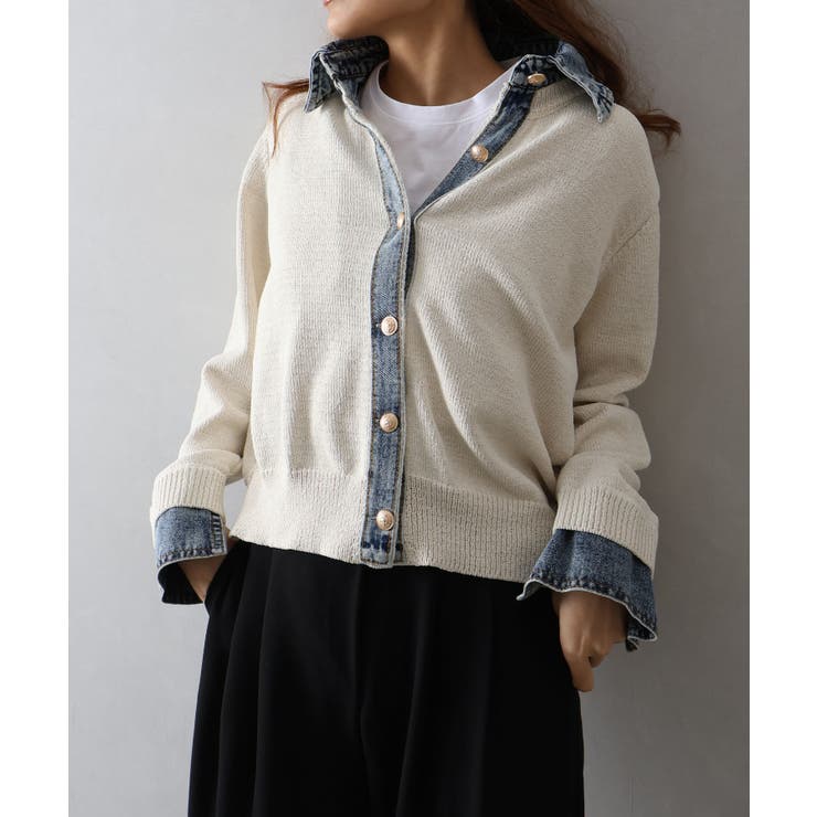 デニム切替レイヤードカーディガン | SpRay | 詳細画像29 