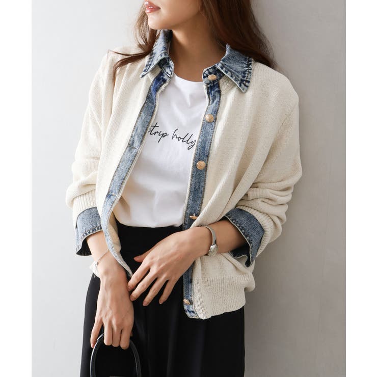 デニム切替レイヤードカーディガン | SpRay | 詳細画像30 