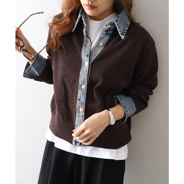 デニム切替レイヤードカーディガン | SpRay | 詳細画像31 