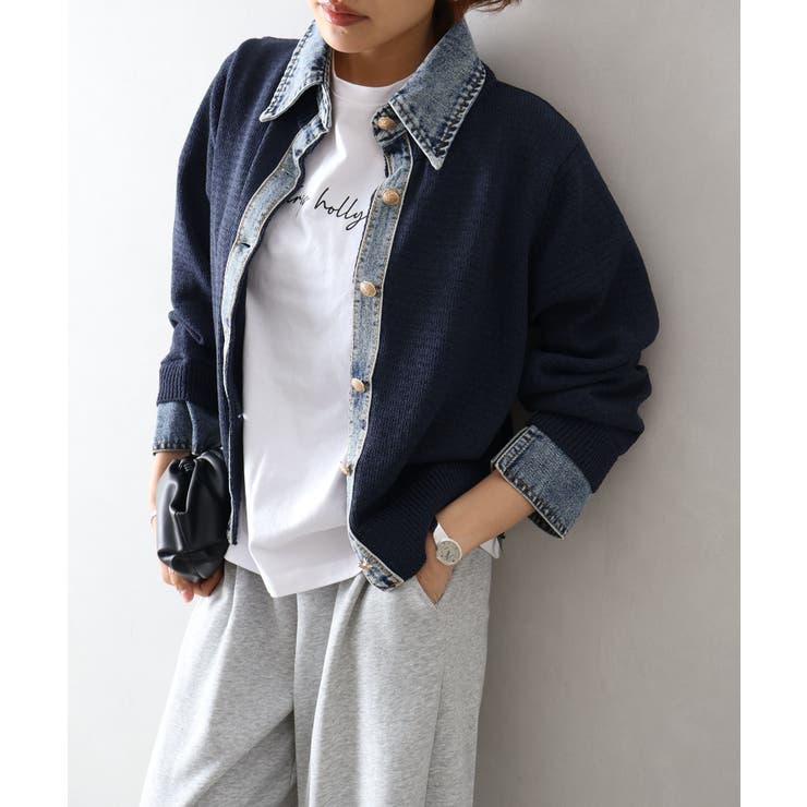 デニム切替レイヤードカーディガン | SpRay | 詳細画像42 