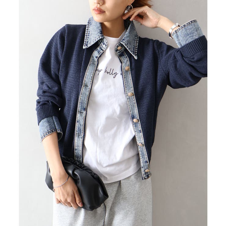 デニム切替レイヤードカーディガン | SpRay | 詳細画像45 