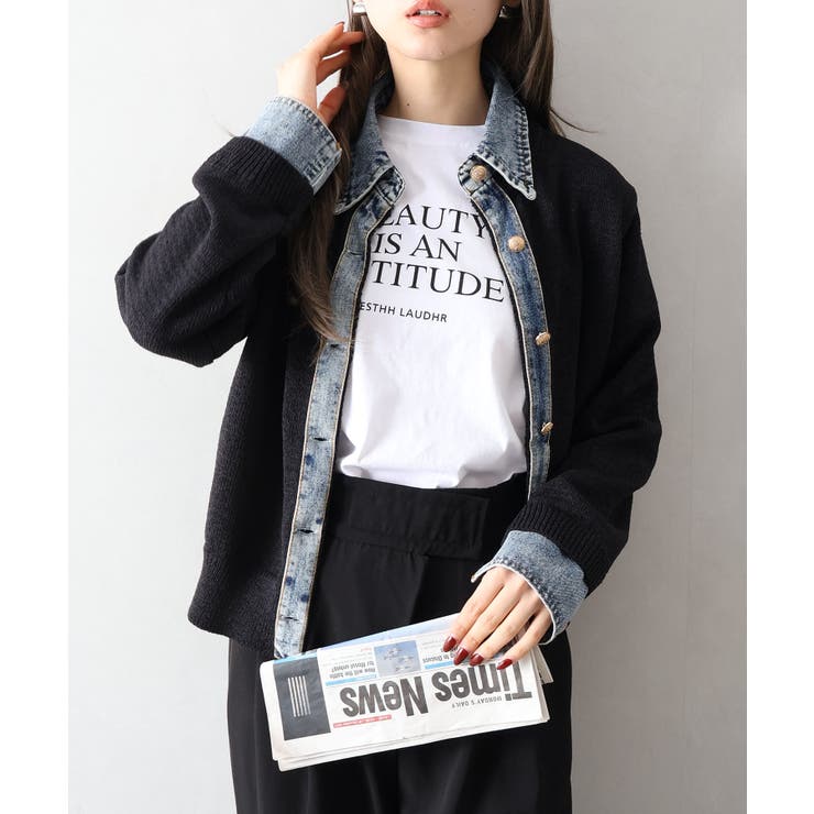 デニム切替レイヤードカーディガン | SpRay | 詳細画像47 