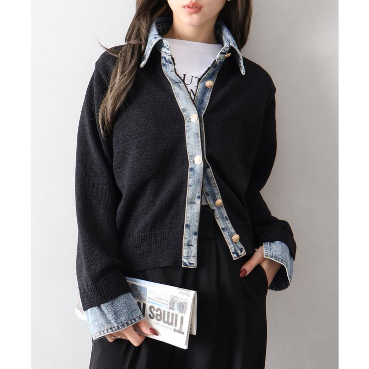 デニム切替レイヤードカーディガン | SpRay | 詳細画像49 