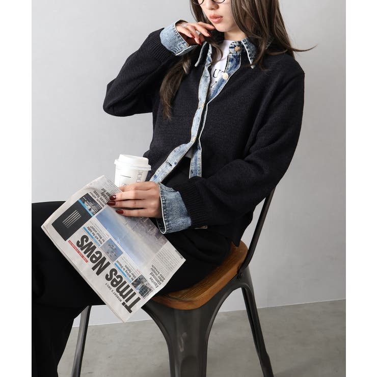 デニム切替レイヤードカーディガン | SpRay | 詳細画像52 