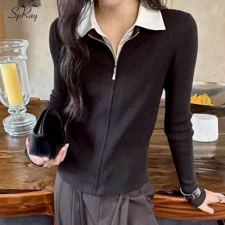 フェイクレイヤードジップカーディガン | SpRay | 詳細画像1 