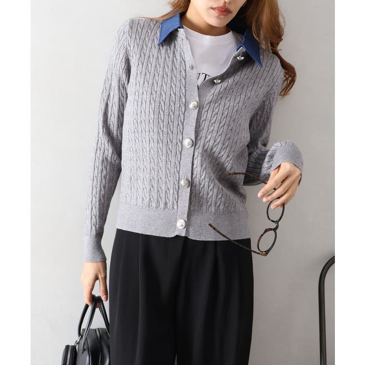 デニム切替ケーブルカーディガン | SpRay | 詳細画像23 