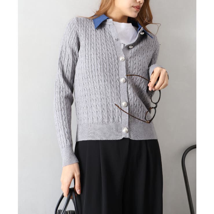 デニム切替ケーブルカーディガン | SpRay | 詳細画像24 