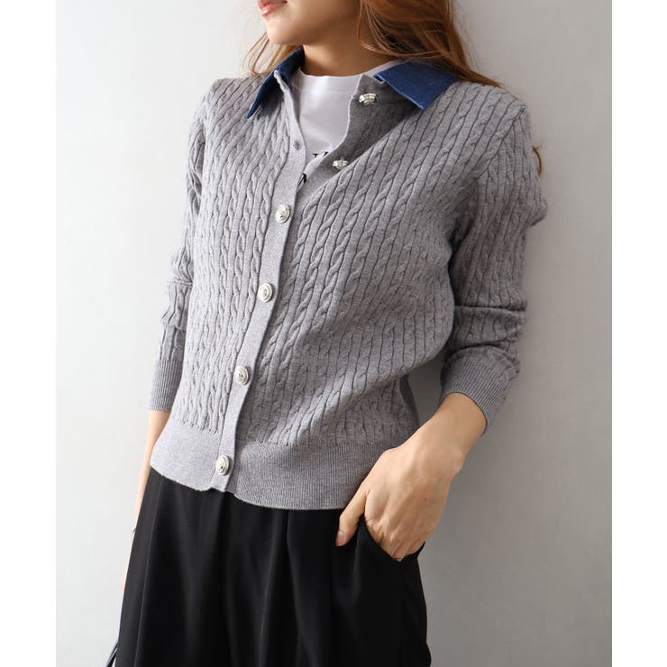 デニム切替ケーブルカーディガン | SpRay | 詳細画像26 