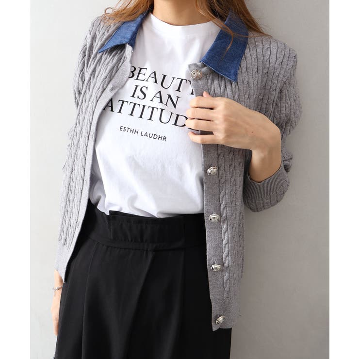 デニム切替ケーブルカーディガン | SpRay | 詳細画像28 