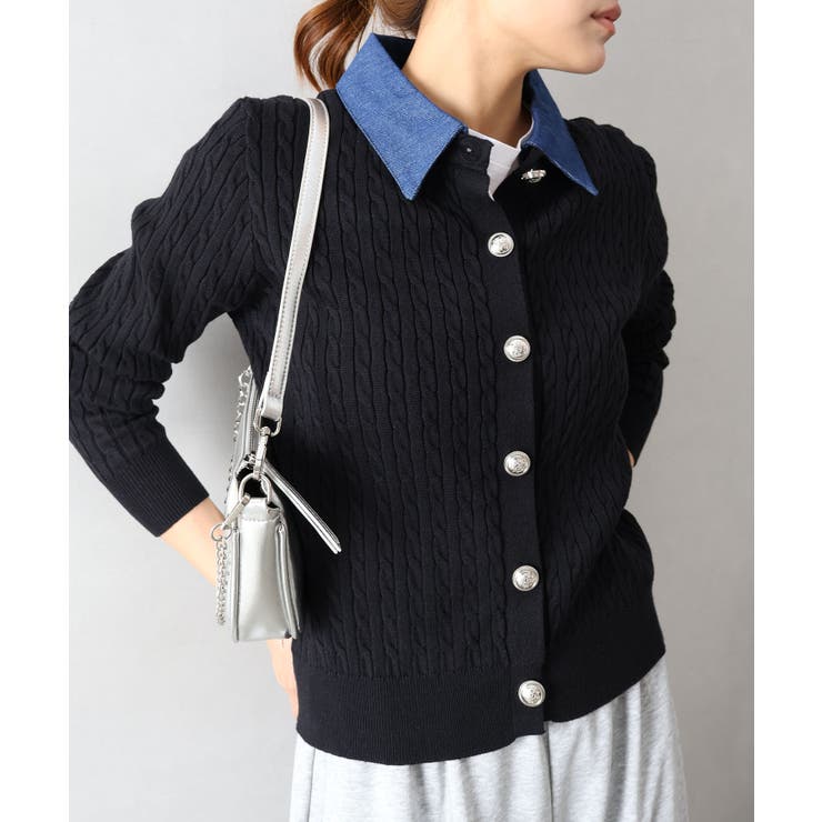 デニム切替ケーブルカーディガン | SpRay | 詳細画像33 