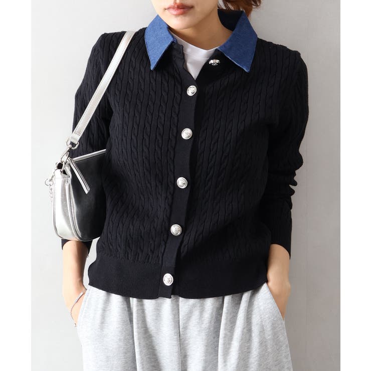 デニム切替ケーブルカーディガン | SpRay | 詳細画像34 