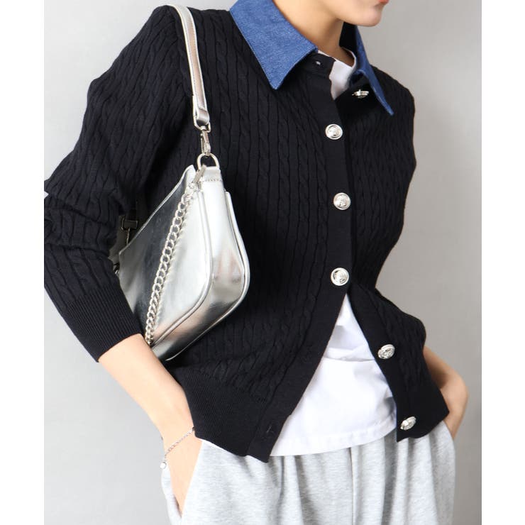 デニム切替ケーブルカーディガン | SpRay | 詳細画像37 