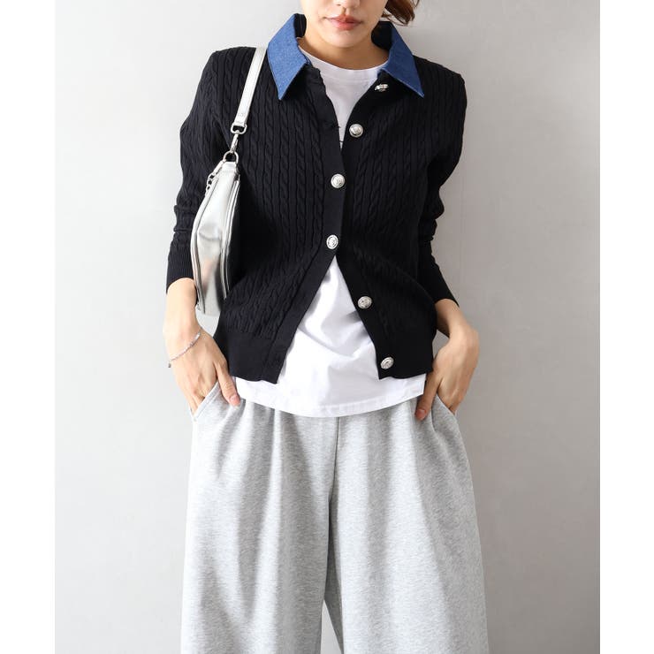 デニム切替ケーブルカーディガン | SpRay | 詳細画像39 