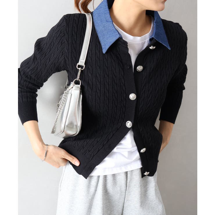 デニム切替ケーブルカーディガン | SpRay | 詳細画像40 