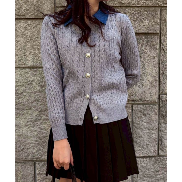 デニム切替ケーブルカーディガン | SpRay | 詳細画像45 