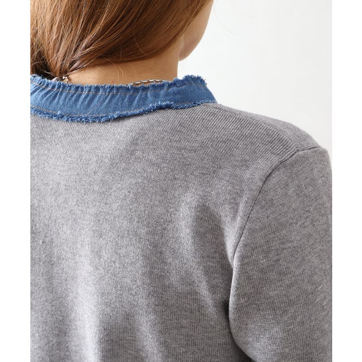 デニム切替ノーカラーカーディガン | SpRay | 詳細画像33 