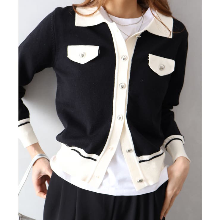 バイカラー衿付カーディガン | SpRay | 詳細画像24 