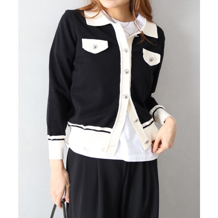 バイカラー衿付カーディガン | SpRay | 詳細画像25 