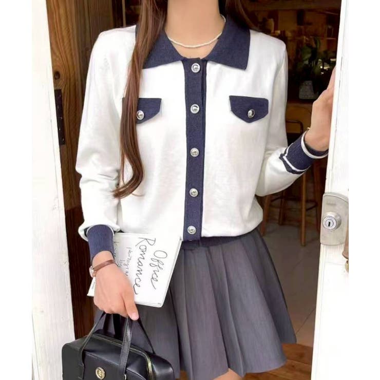 バイカラー衿付カーディガン | SpRay | 詳細画像2 