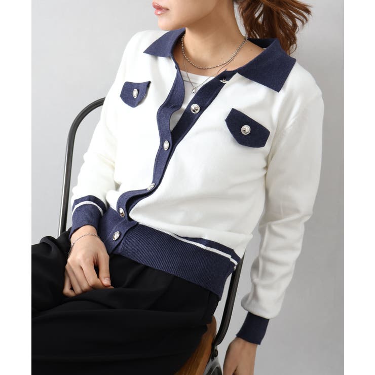 バイカラー衿付カーディガン | SpRay | 詳細画像32 