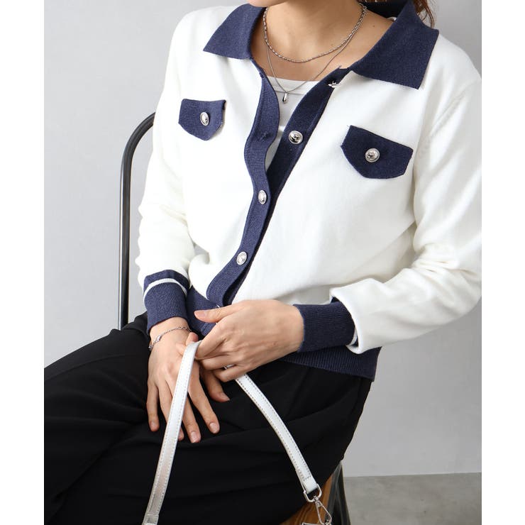 バイカラー衿付カーディガン | SpRay | 詳細画像33 