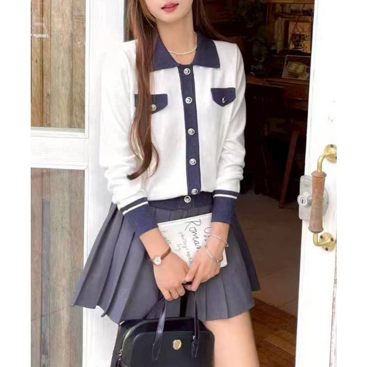 バイカラー衿付カーディガン | SpRay | 詳細画像3 