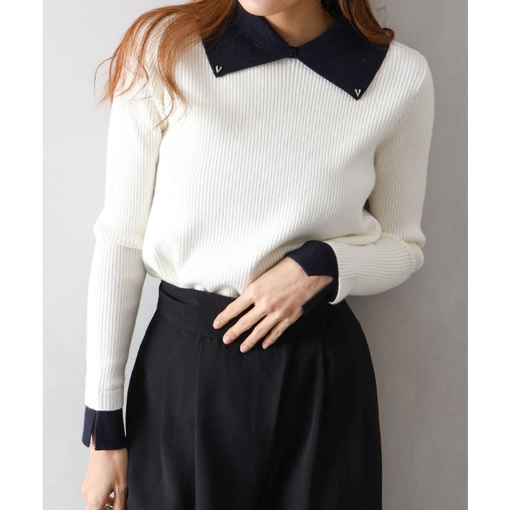 アイボリー | 襟付きニットプルオーバー | SpRay