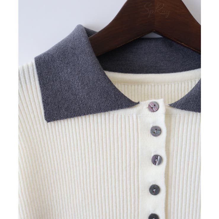 配色ニットポロシャツ | SpRay | 詳細画像9 