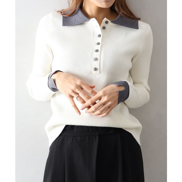 配色ニットポロシャツ | SpRay | 詳細画像13 