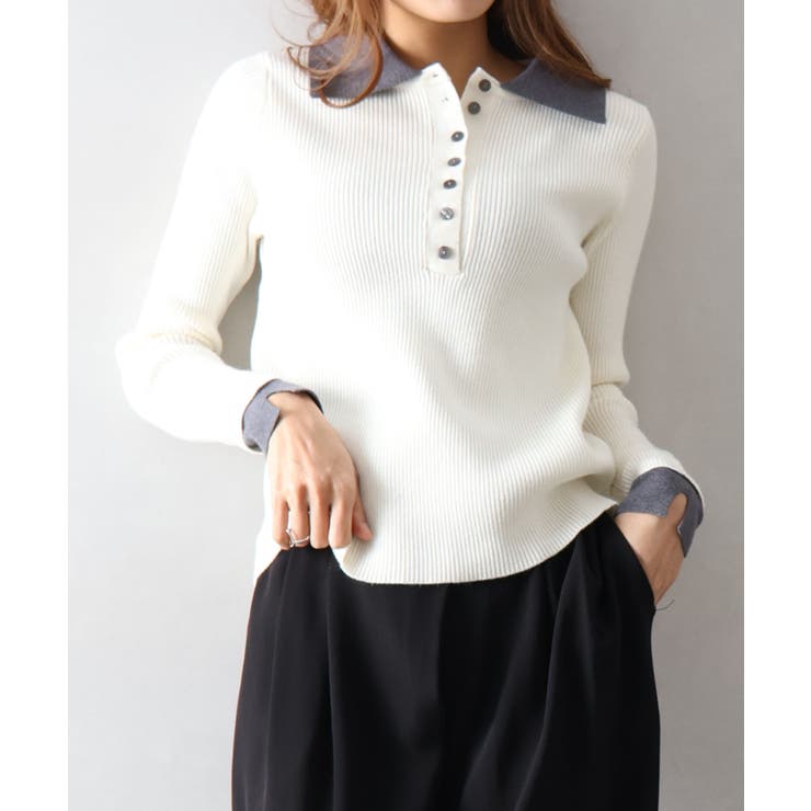 配色ニットポロシャツ | SpRay | 詳細画像15 