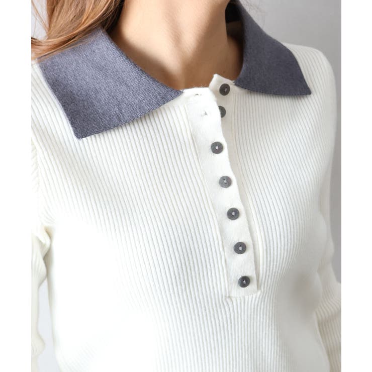 配色ニットポロシャツ | SpRay | 詳細画像18 