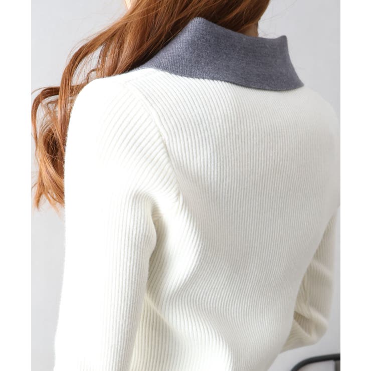 配色ニットポロシャツ | SpRay | 詳細画像19 