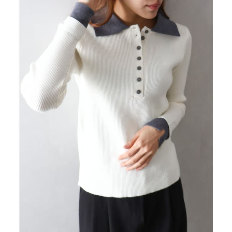 配色ニットポロシャツ | SpRay | 詳細画像20 