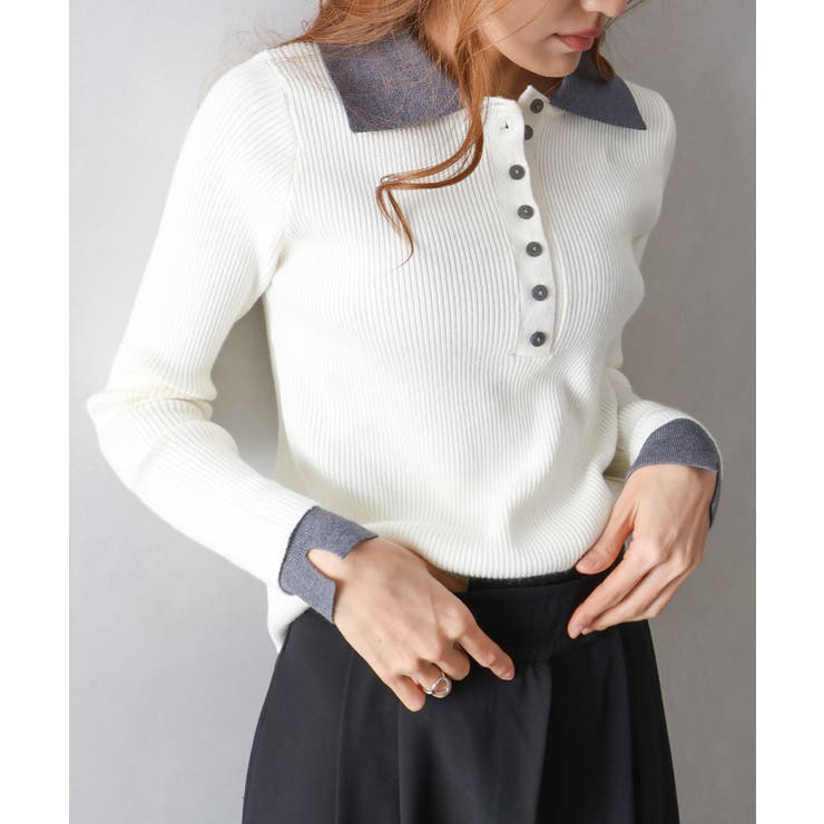 配色ニットポロシャツ | SpRay | 詳細画像21 