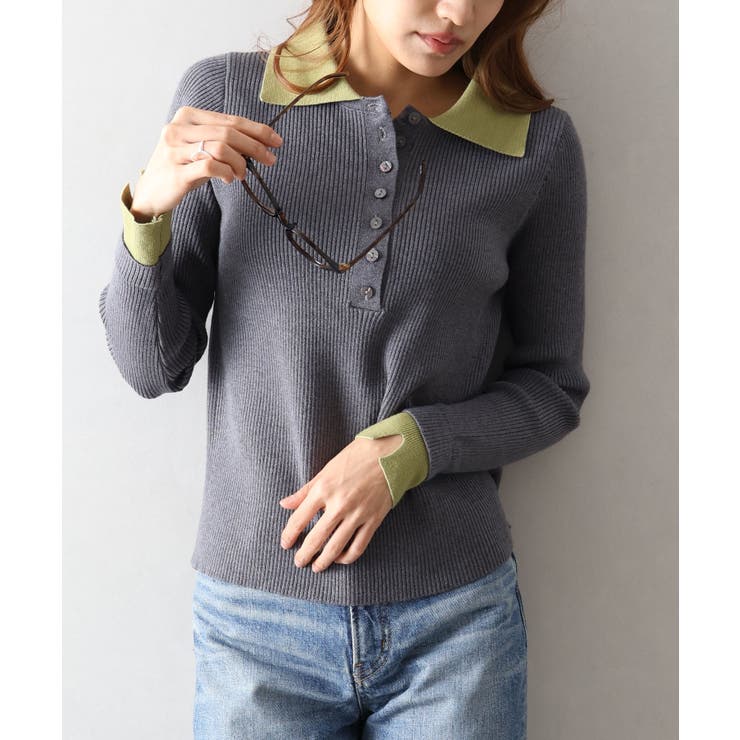 配色ニットポロシャツ | SpRay | 詳細画像23 