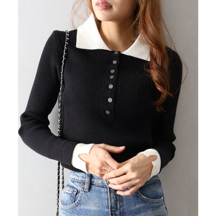 配色ニットポロシャツ | SpRay | 詳細画像32 