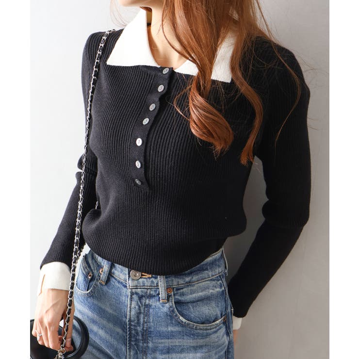 配色ニットポロシャツ | SpRay | 詳細画像33 