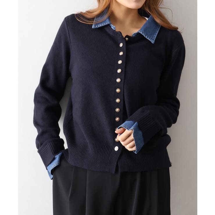 デニム切替ニットカーディガン | SpRay | 詳細画像8 