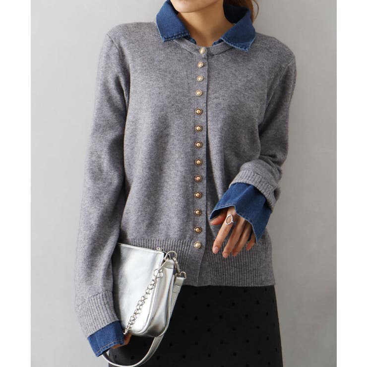 デニム切替ニットカーディガン | SpRay | 詳細画像37 