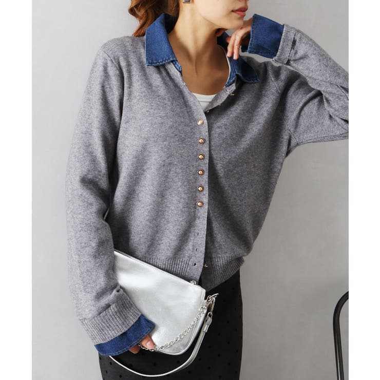 デニム切替ニットカーディガン | SpRay | 詳細画像41 