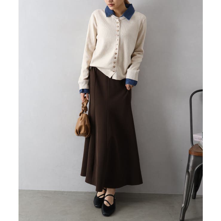 デニム切替ニットカーディガン | SpRay | 詳細画像48 