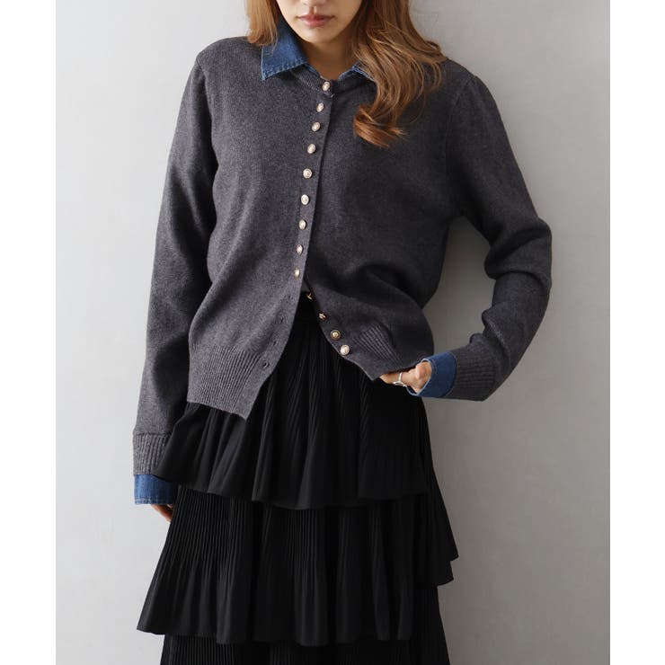 デニム切替ニットカーディガン | SpRay | 詳細画像57 