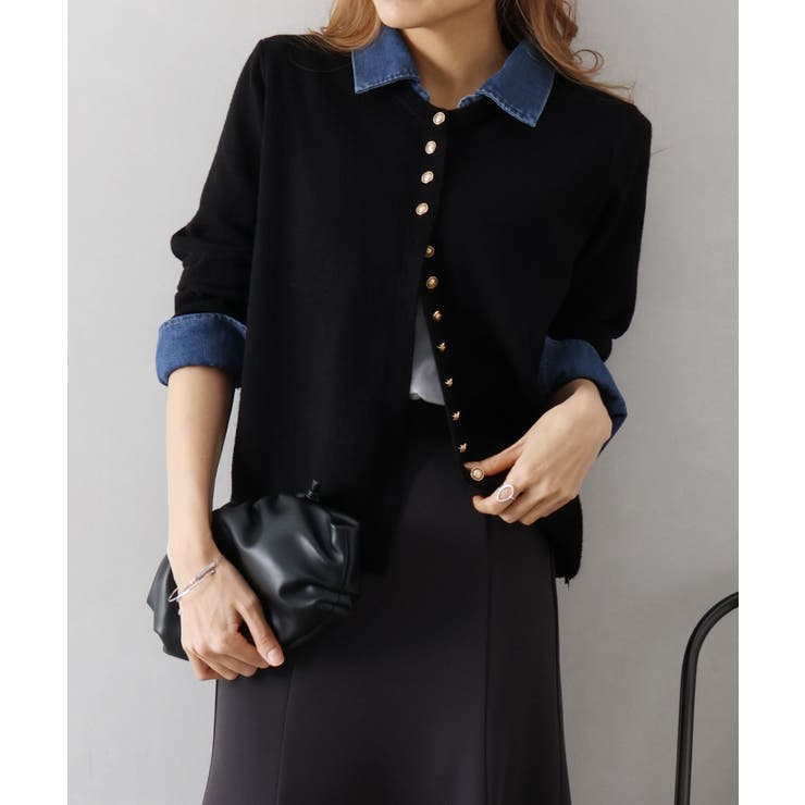 デニム切替ニットカーディガン | SpRay | 詳細画像71 