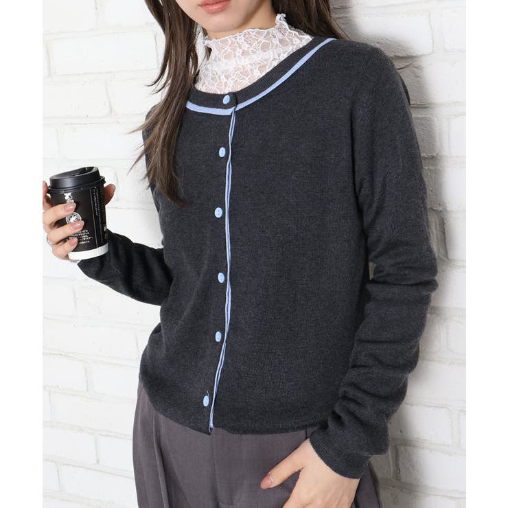 配色クルーカーディガン | SpRay | 詳細画像11 