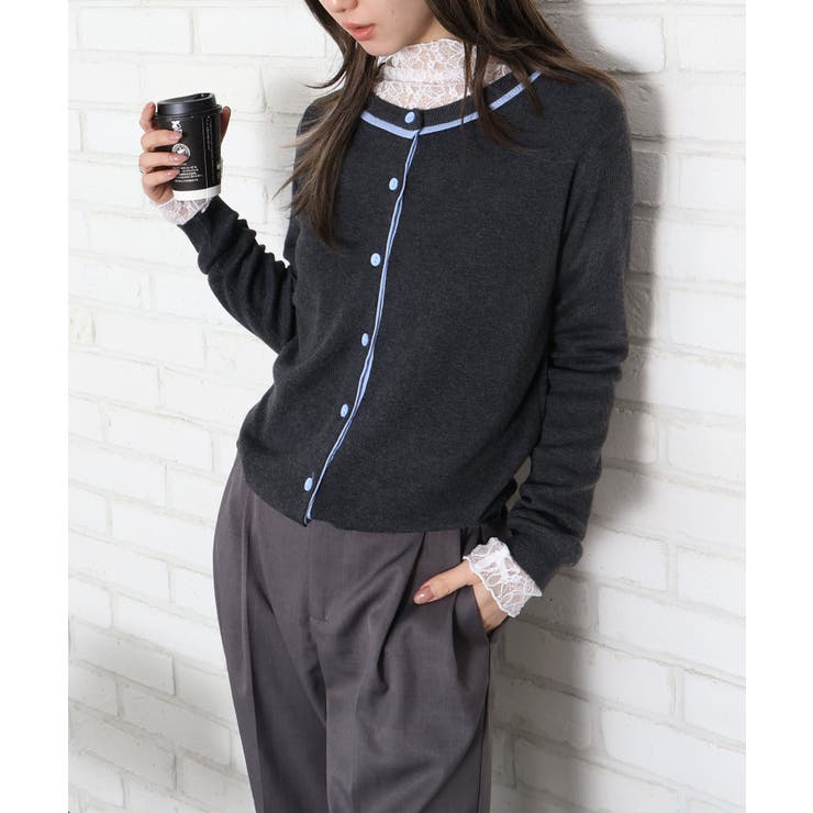 配色クルーカーディガン | SpRay | 詳細画像12 